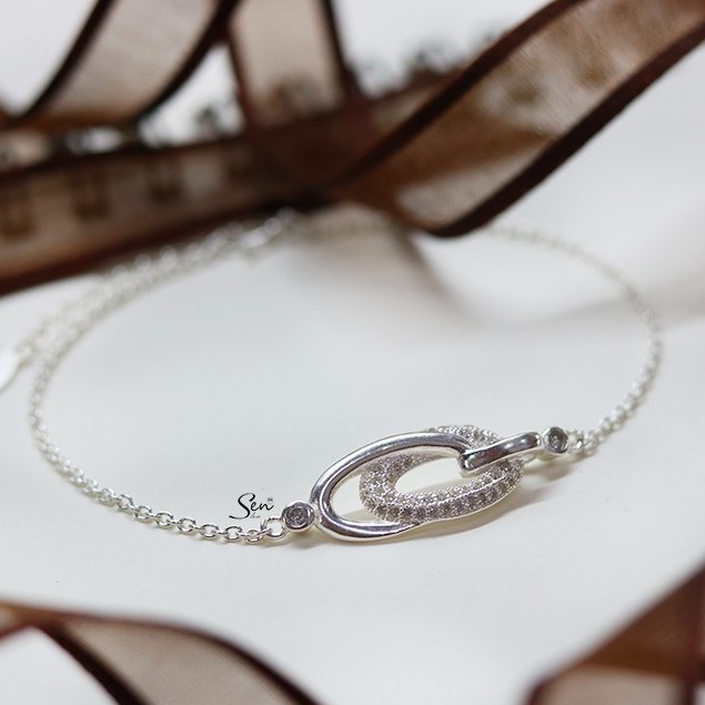 Lắc tay oval trơn móc hột bạc 925 Senyda Jewelry LT104