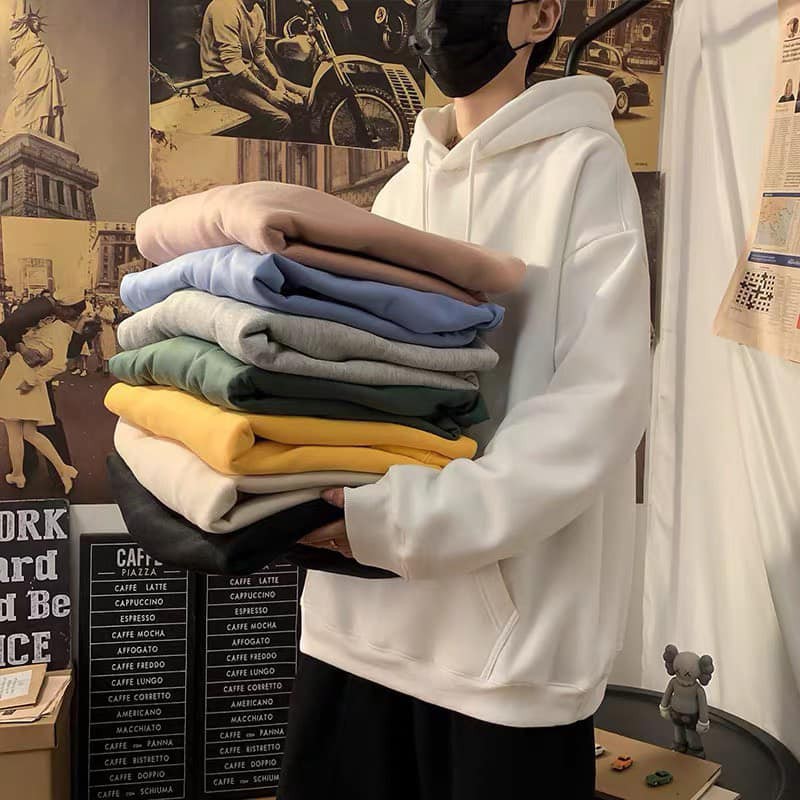 Áo Hoodie Trơn, Áo Sweater Unisex - Nam Nữ Basic Form rộng có mũ, Chất Nỉ Bông siêu dày dặn | BigBuy360 - bigbuy360.vn