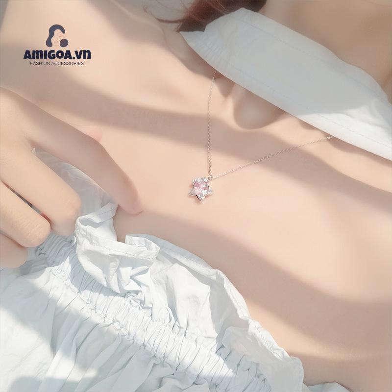 ✨✨Bộ Hai Vòng cổ Thép 18k Mặt Trăng Ngôi Sao Đính Đá Zircon Đổi Màu Chất Lượng Cao