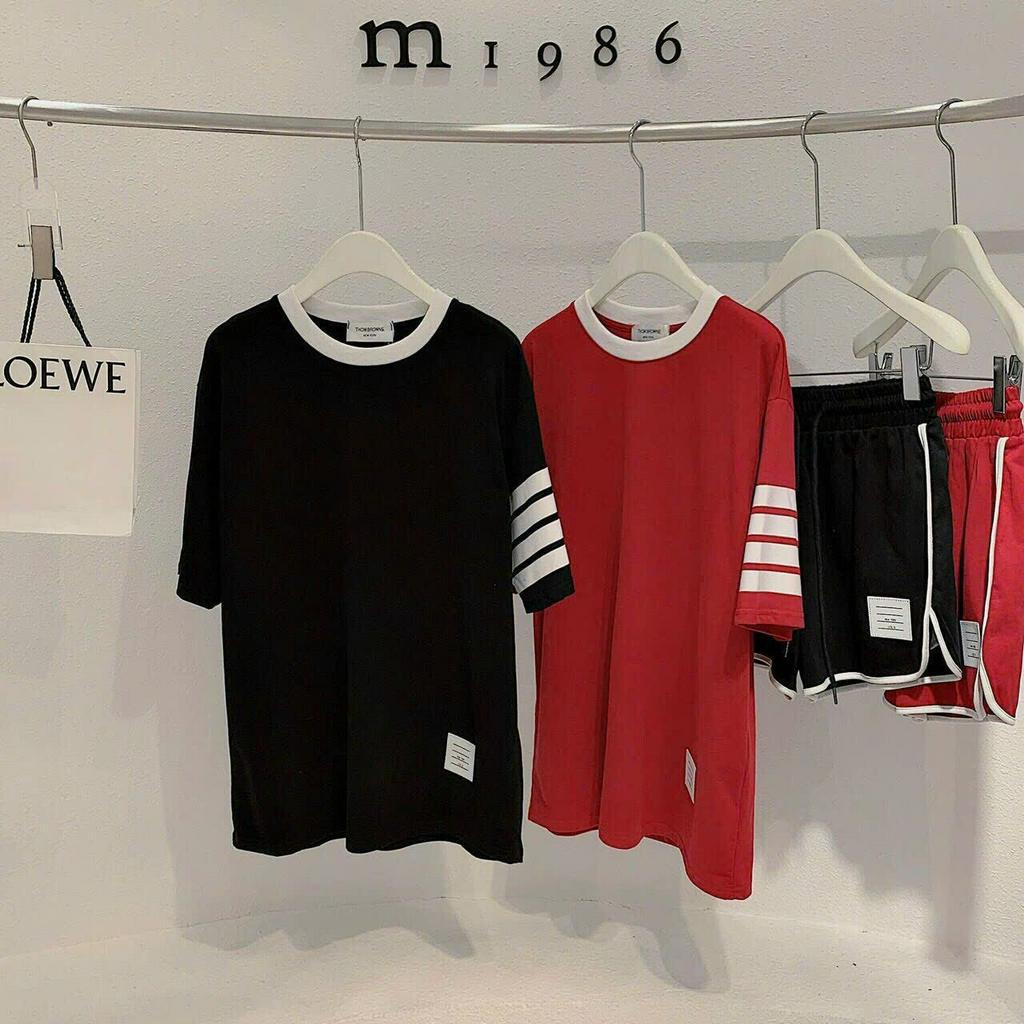 Bộ thể thao viền 2 màu đen freesize  đỏ Hàng QC