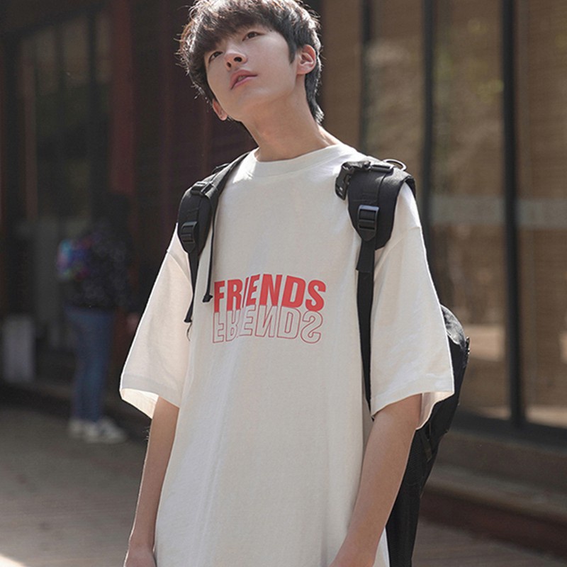 Áo thun unisex tay lỡ nam nữ phông form rộng teen cổ tròn oversize cotton giá rẻ basic đen trắng tee pull FRIENDS