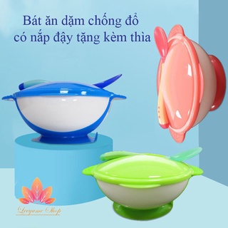 Chén ăn dặm cho bé có đế hút chống đổ an toàn - bát ăn dặm thông minh