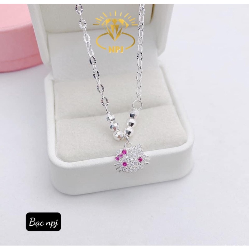 Dây chuyền cho bé, Vòng cổ liền mặt ⚡️ Hello Kitty ⚡️cho bé , Bạc Ta ,siêu dày dặn chắc chắn - Bạc Npj