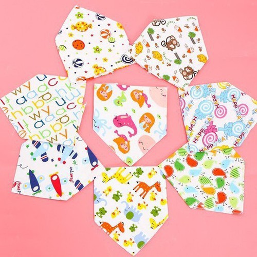 Set 10 Chiếc Khăn Yếm Tam Giác Đeo Cổ Có Cúc Bấm Cho Bé Sơ Sinh Đến 4 Tuổi