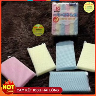 Combo 7 miếng xốp rửa bát đĩa ấm chén tạo bọt bọc lưới nội địa Nhật Bản
