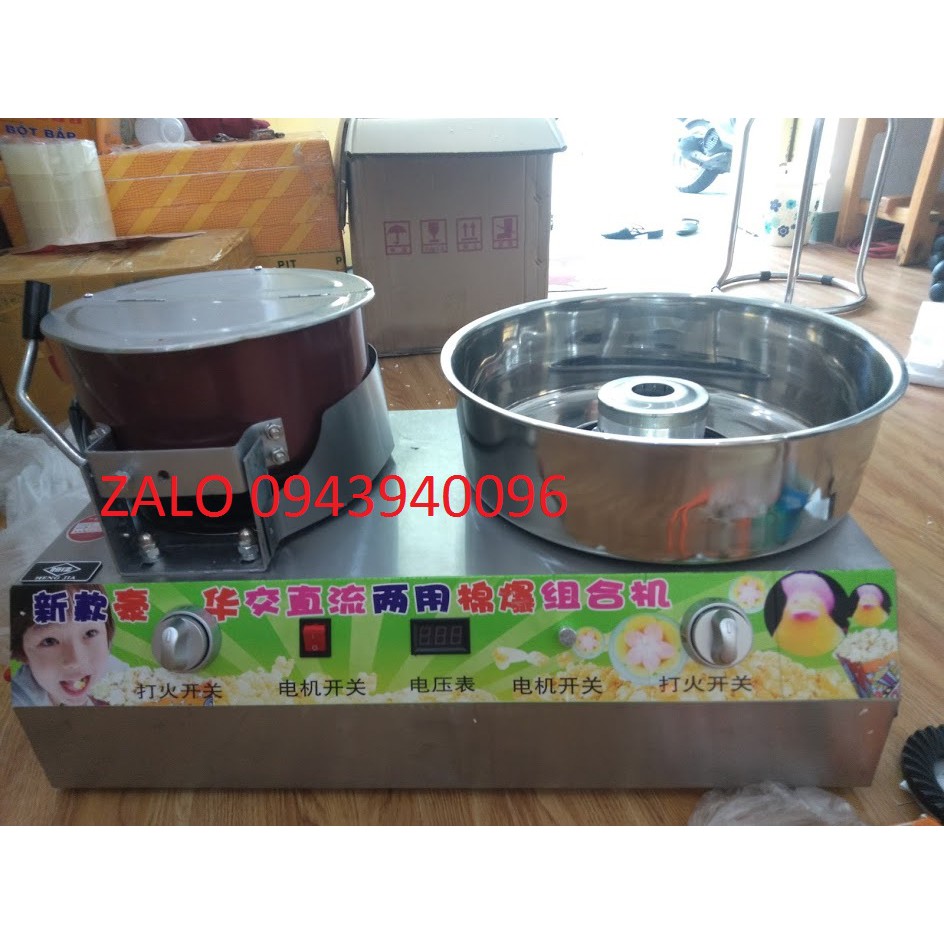 máy làm bắp rang bơ kẹo bông gòn kết hợp