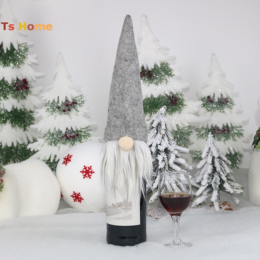 Bộ 3 Vỏ Bọc Chai Rượu Bằng Vải Không Dệt Phong Cách Giáng Sinh