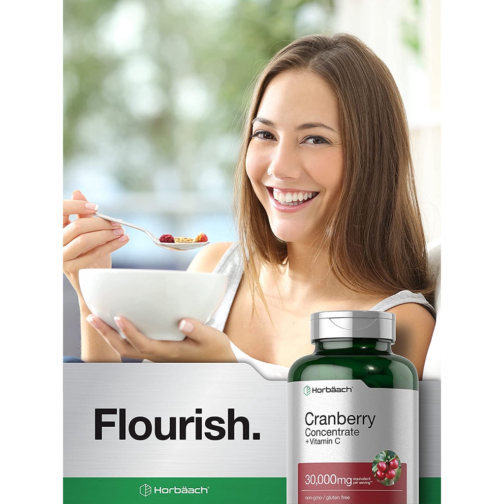 Horbaach Cranberry 30000mg + Vitamin C Viên Uống Hỗ Trợ Bàng Quang Và Tiết Niệu Khỏe Mạnh 150 Viên