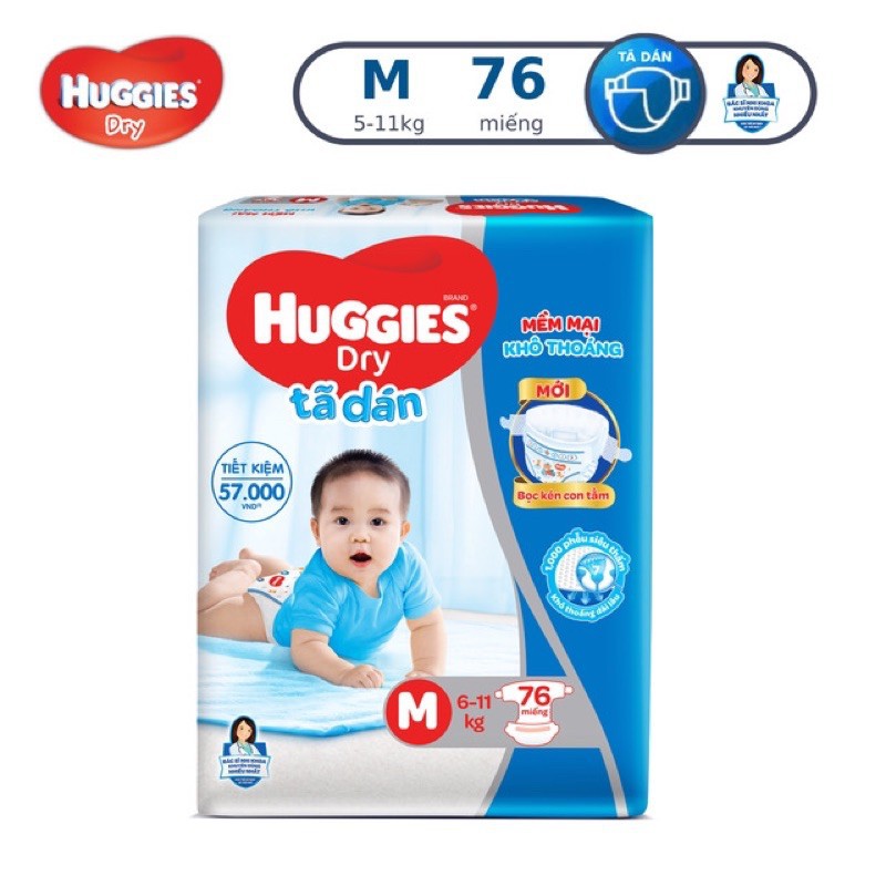 Combo 2 tã dán Huggies size M76