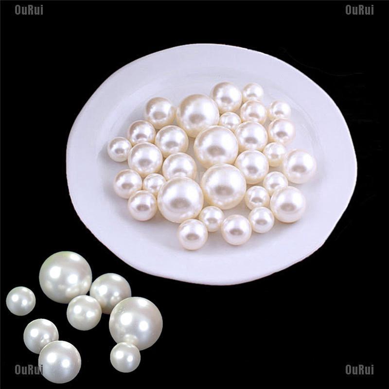 Set 100 Hạt Ngọc Trai Nhân Tạo Không Lỗ Kích Thước 4 / 6 / 8mm Dùng Trang Trí Tiện Lợi