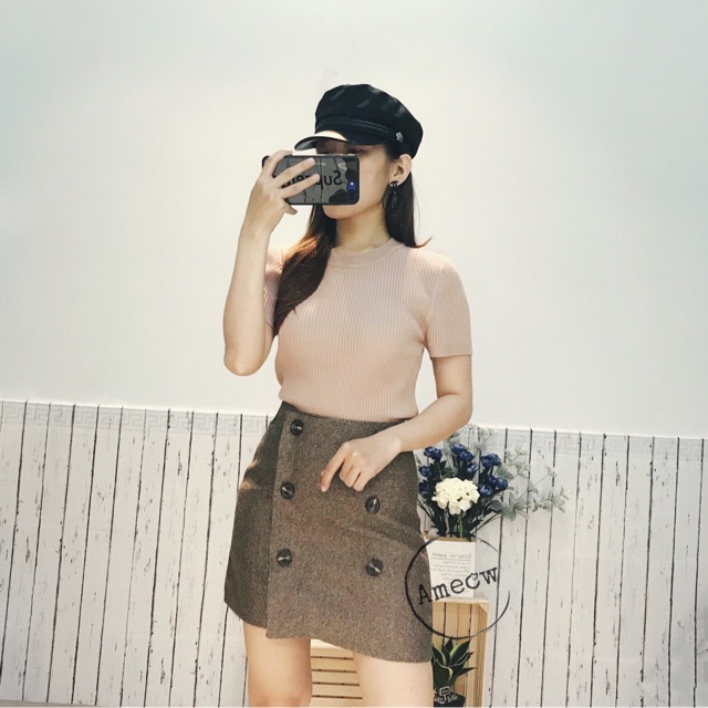CHÂN VÁY DẠ NÚT HÀNG QC