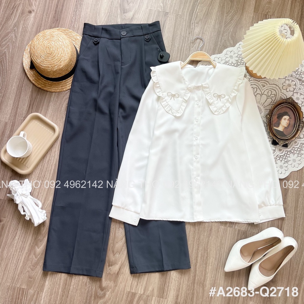 Áo sơ mi cổ bèo Ulzzang 5 màu, tiểu thư, siêu xinh  2683