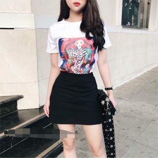 Quần giả váy đen vàng