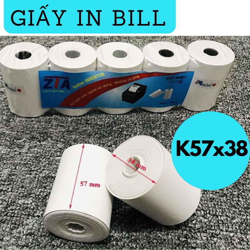 Giấy in bill, cuộn K57x38 - Giấy in hóa đơn- Giấy in nhiệt