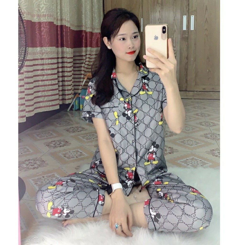 Bộ ngủ pijama tay ngắn quần dài mẫu hot giá rẻ