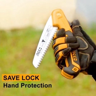 Cưa cành cầm tay dạng xếp ingco hfsw1808 7" sứa gập siêu sắc bén, lưỡi cưa sk5, dụng cụ làm vườn