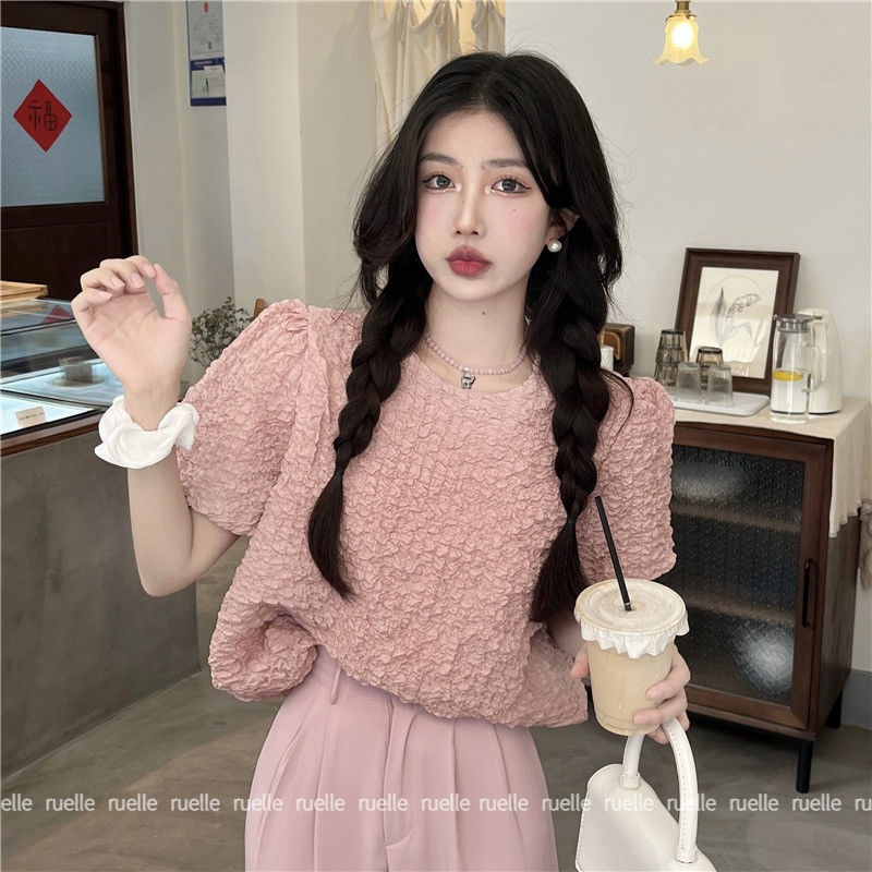 Áo Thun Tay Ngắn Phồng Dáng Rộng Thiết Kế Mới Thời Trang Dành Cho Mùa Hè