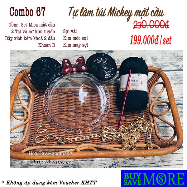 Combo 67 - Tự làm túi Mickey mặt cầu - tự làm túi handmade