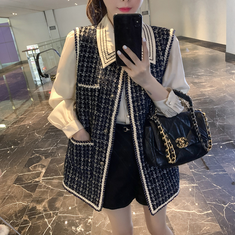 Bộ áo sơ mi + áo khoác sát nách phong cách Hàn Quốc thanh lịch (có bán lẻ)