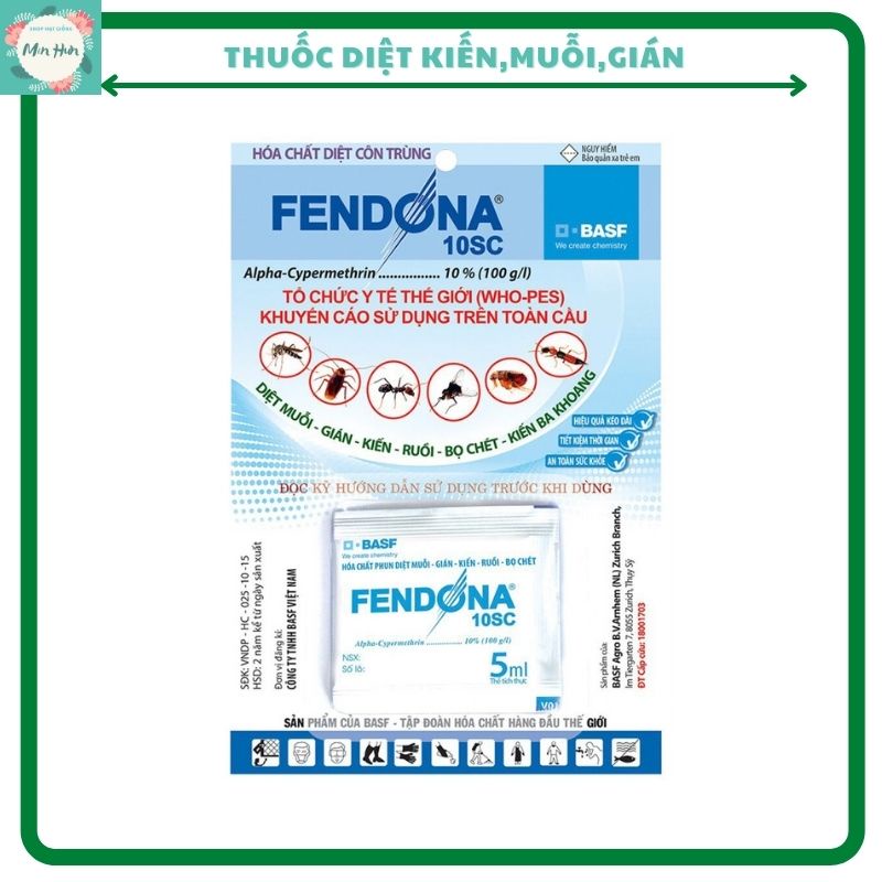 Thuốc diệt muỗi, kiến, gián, bọ chét FENDONA 10SC gói 5ml