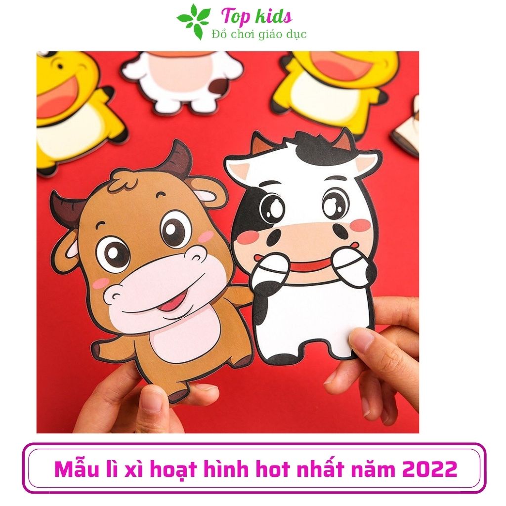 Lì xì chibi tết 2022 hàng cao cấp bóng đẹp, phong bao lixi hoạt hình chipi nhiều mẫu cho bé, li xi độc lạ hot TOPKIDS