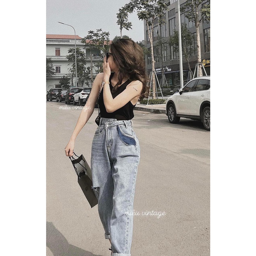 QUẦN jeans boy xanh viền túi đậm(kèm ảnh thật và video)