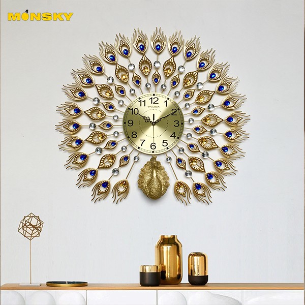 Đồng hồ treo tường MONSKY GCLOCK loại 66x75(cm) cao cấp làm từ kim loại sơn tĩnh điện chạy máy kim trôi chuẩn (1811-D11)