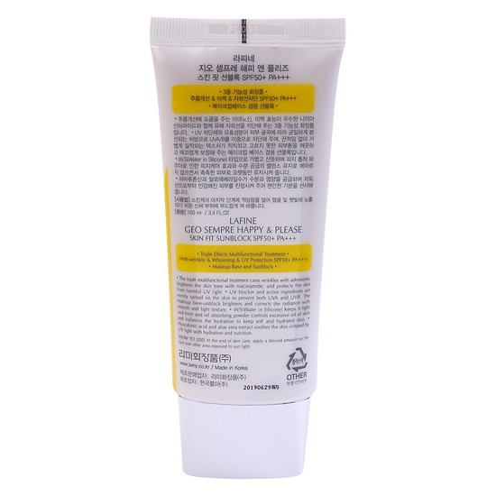 Kem chống nắng nâng tone da nhẹ nhàng Geo Sempre Happy & Please Skin Fit Sun Block SPF/ 50 PA +++