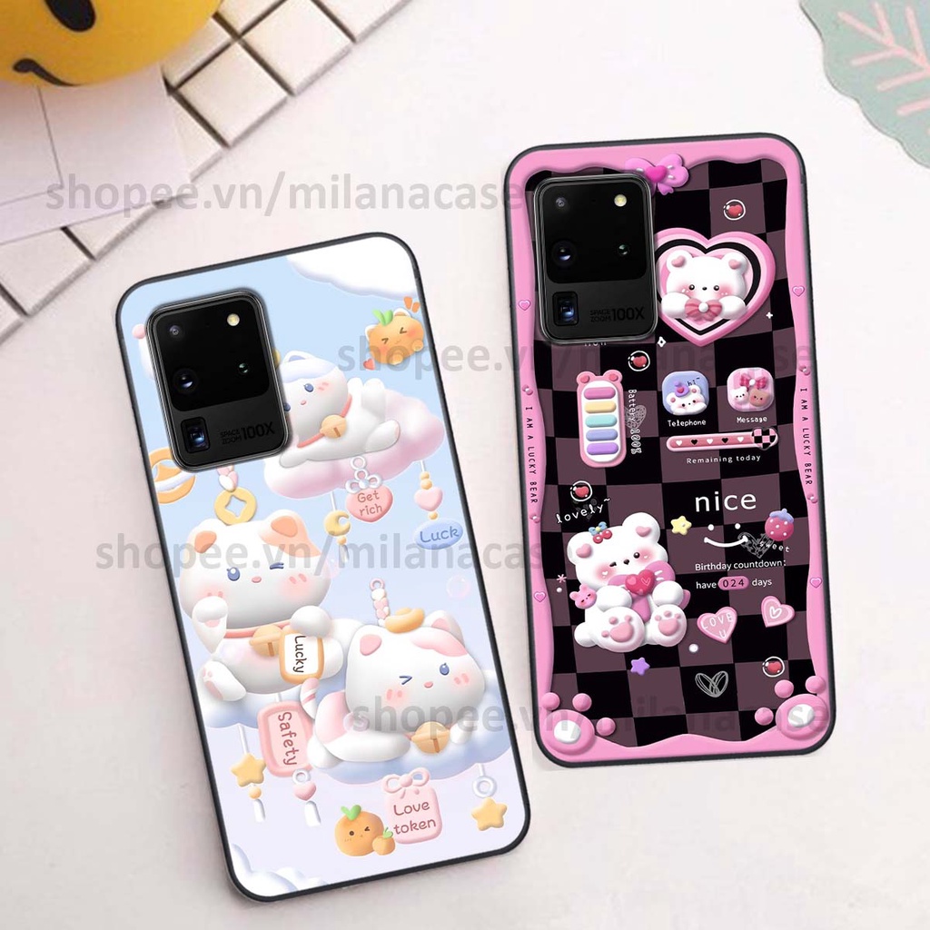 Ốp Samsung S20 Ultra hình đồng hồ icon gấu mèo cute cực dễ thương ngộ nghĩnh