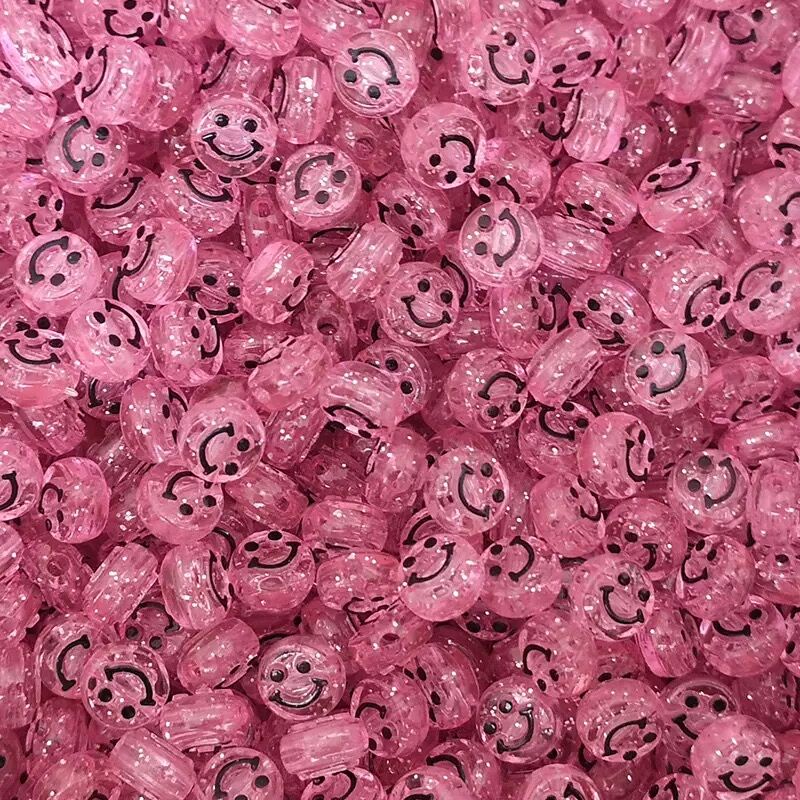 Bộ 50 Hạt Nhựa Hình Mặt Cười 10mm Làm Trang Sức Thủ Công