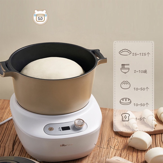 Máy Nhào Bột, Máy Nhồi Bột Tự Động Bear 5L. Dùng Trộn, Đánh Bột Đa Nẵng, (Mẫu Mới)