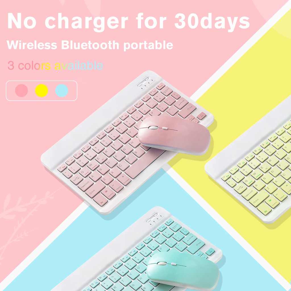 Combo Bàn Phím Bluetooth Chuột ko dây Mini Cho Laptop laptop táo/tablet táo/ĐT Thông Dụng(Android&amp;)
