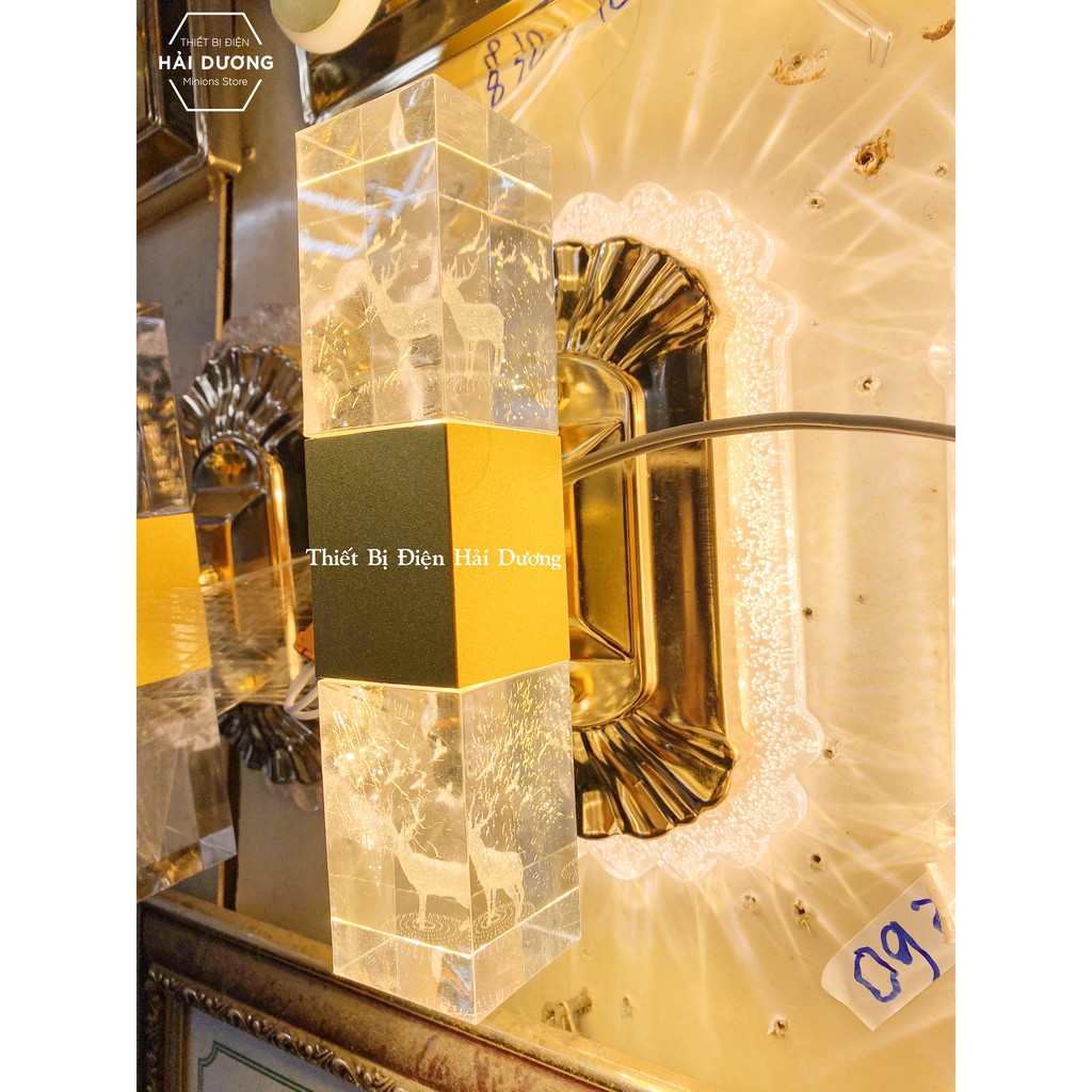 Đèn Led Thủy Tinh Gắn Tường 2 Đầu Kiểu Dáng Hiện Đại Hình Chú Nai 87541  24w Ánh Sáng Vàng - Bảo Hành 12 Tháng