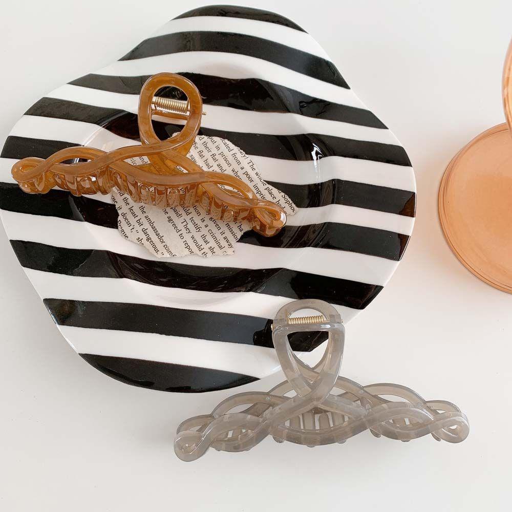 IVORY Kẹp Tóc Càng Cua Bằng Nhựa Họa Tiết Hình Học Ngọt Ngào Sáng Tạo Kiểu Pháp Cho Nữ