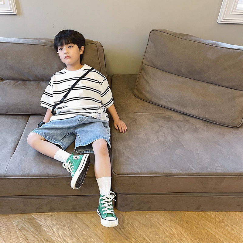 Áo Thun Cotton Ngắn Tay Dáng Rộng Phong Cách Mới Cho Bé Trai