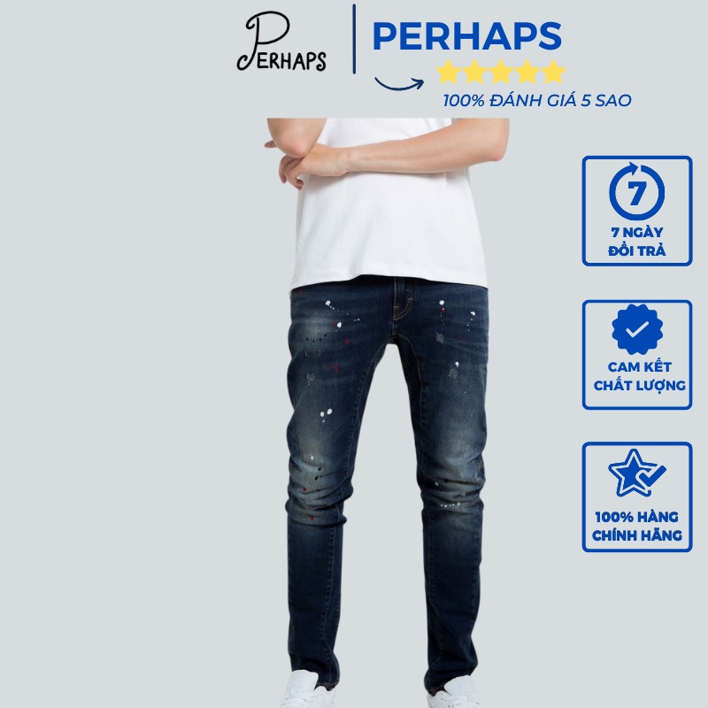 Quần Jean Nam Biker Vẩy Sơn Dáng Ôm Skinny Cao Cấp Ống Đứng Dài Chất Bò Đẹp Co Giãn PERHAPS PHQ15