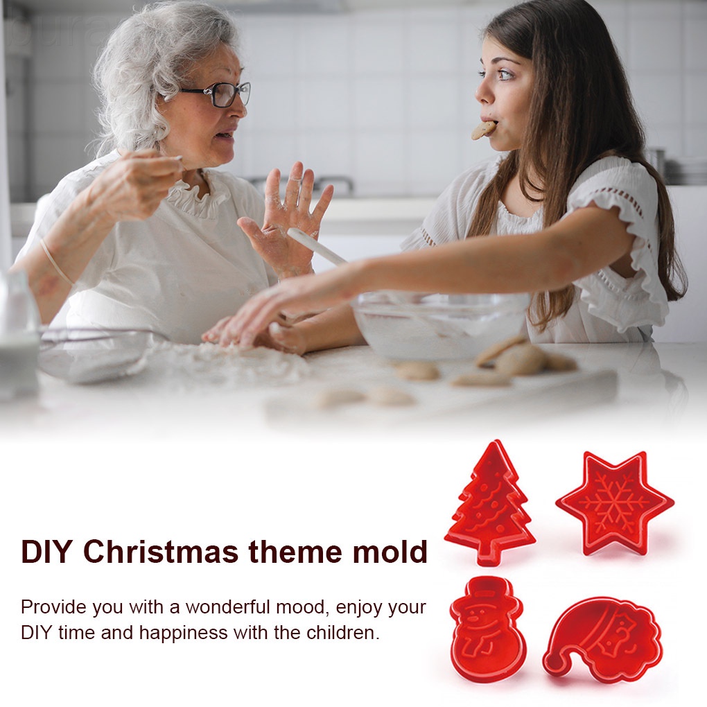 Set 4 khuôn làm bánh quy / sô cô la hình ông già noel / quả bơ / bánh kem / bánh quy dùng cho dịp lễ tạ ơn
