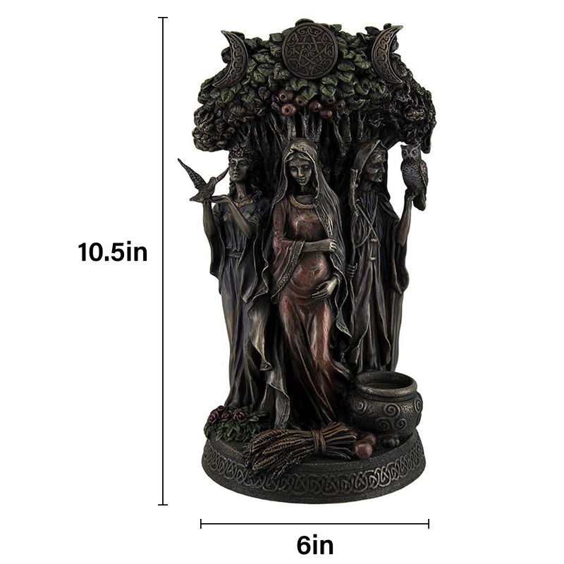 [rofreeVN]Resin Danu Irish Triple Goddess Of The Tuatha De Danann Bronze Finish Statue