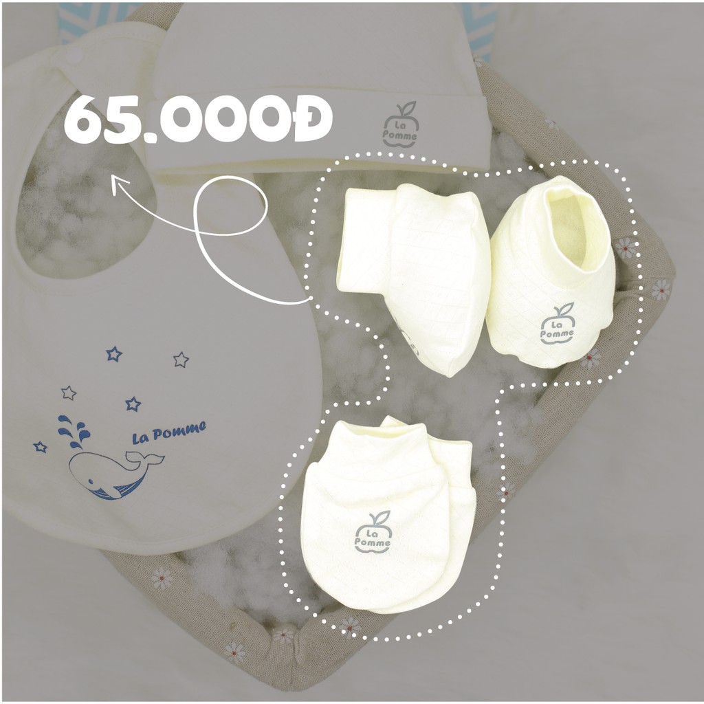 (MamanBébé chính hãng) GHF006 Set 1 đôi bao chân, bao tay bo ống họa tiết trám La pomme