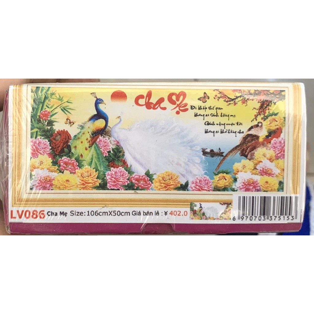 Tranh đính đá cha mẹ KT:106x50cm. Tranh gắn đá chưa gắn.