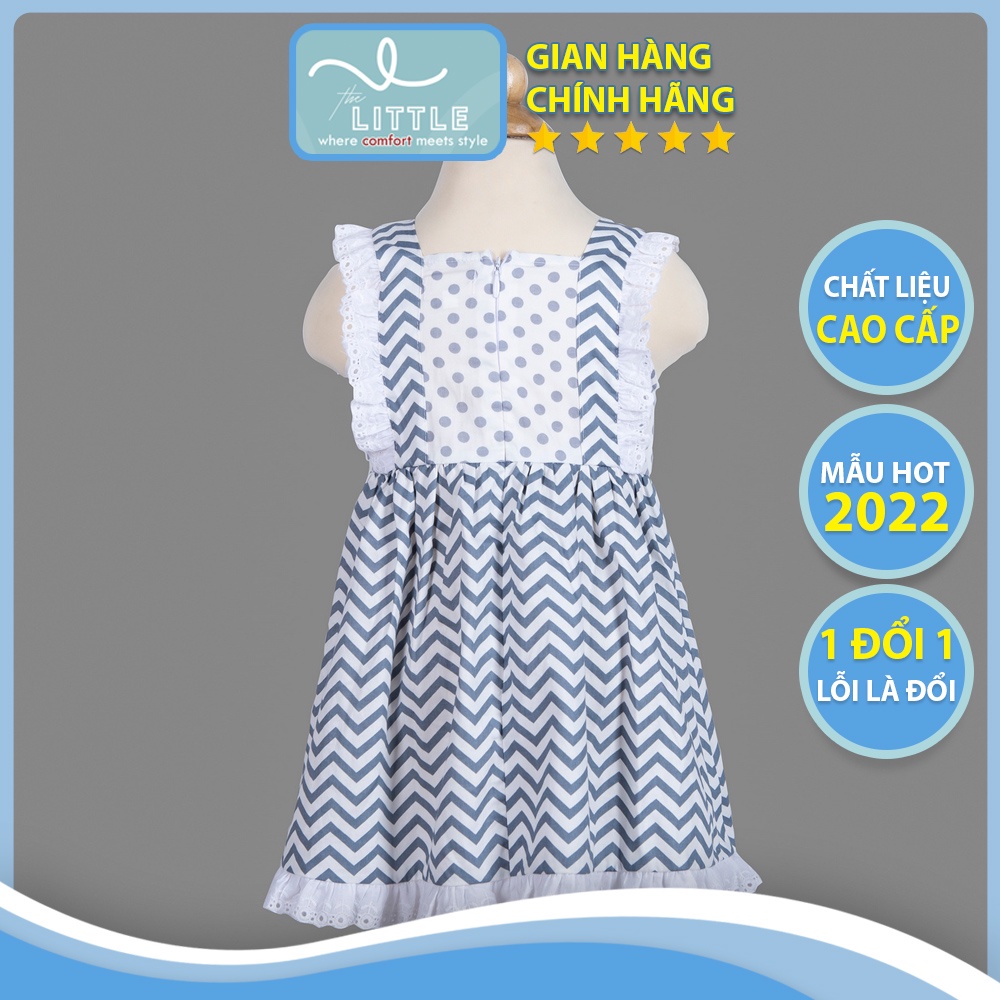 đầm bé gái thô zigzag vintage phối chấm bi ghi VT011 The Little VN váy cho bé gái thiết kế basic, khác biệt
