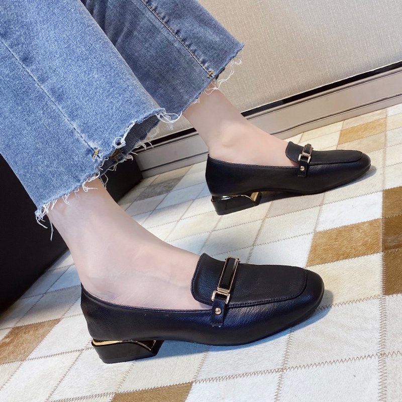 Giày Lười Da Mũi Vuông Thời Trang Cho Nữ