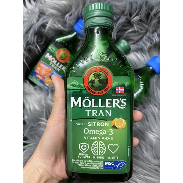 Dầu gan cá tuyết Omega 3 MOLLERS Tran Sitron nội địa Na Uy  - Hương vị chanh