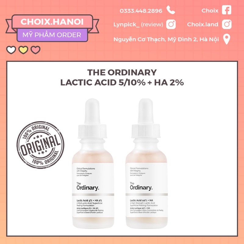 Tẩy da chết cho da nhạy cảm Lactic Acid + HA