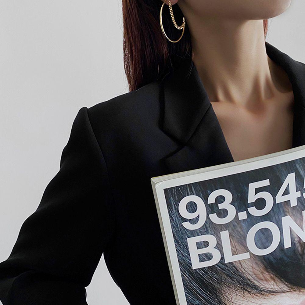 Bông Tai Dạng Vòng Phối Dây Xích Bằng Kim Loại Phong Cách Hip Hop Thời Trang Cho Nữ