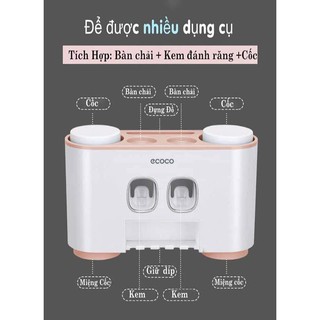 Bộ nhả kem đánh răng Ecoco cao cấp kèm 4 cốc