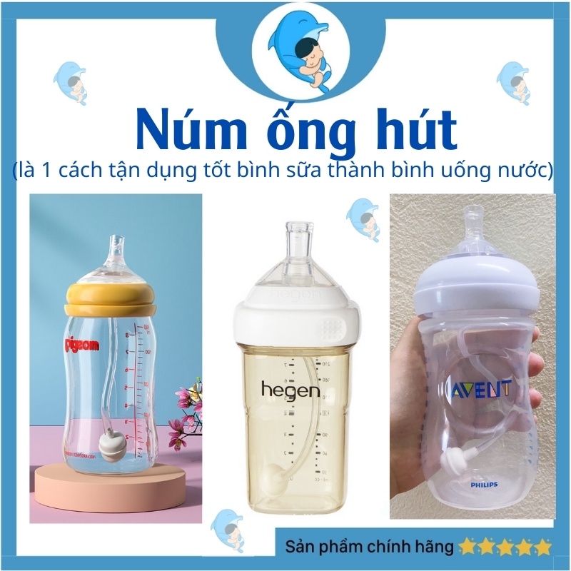 Núm Ống Hút Silicon An Toàn Tiện Lợi Cho Bé Tập Hút Thay Thế Núm Ti Thành Bình Uống Nước, Dốc Không Chảy Nước