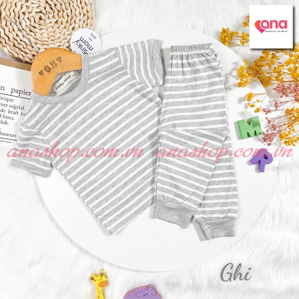 Bộ Áo Cộc Tay Ngắn Quần Dài Cho Bé [Trợ Giá] Quần Áo Cho Bé Trai gái Kiểu Dáng ALIBABA KẺ NGANG Minky Mom thun lạnh