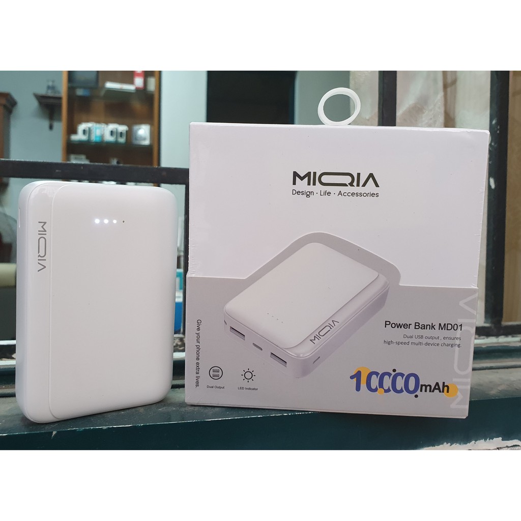 PIN SẠC DỰ PHÒNG MIQIA 10.000mah sạc nhanh 2.1A dung lượng thật