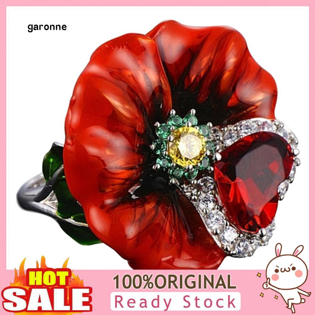 Nhẫn đính đá ruby giả kiểu dáng sang trọng thanh lịch dành cho nữ
